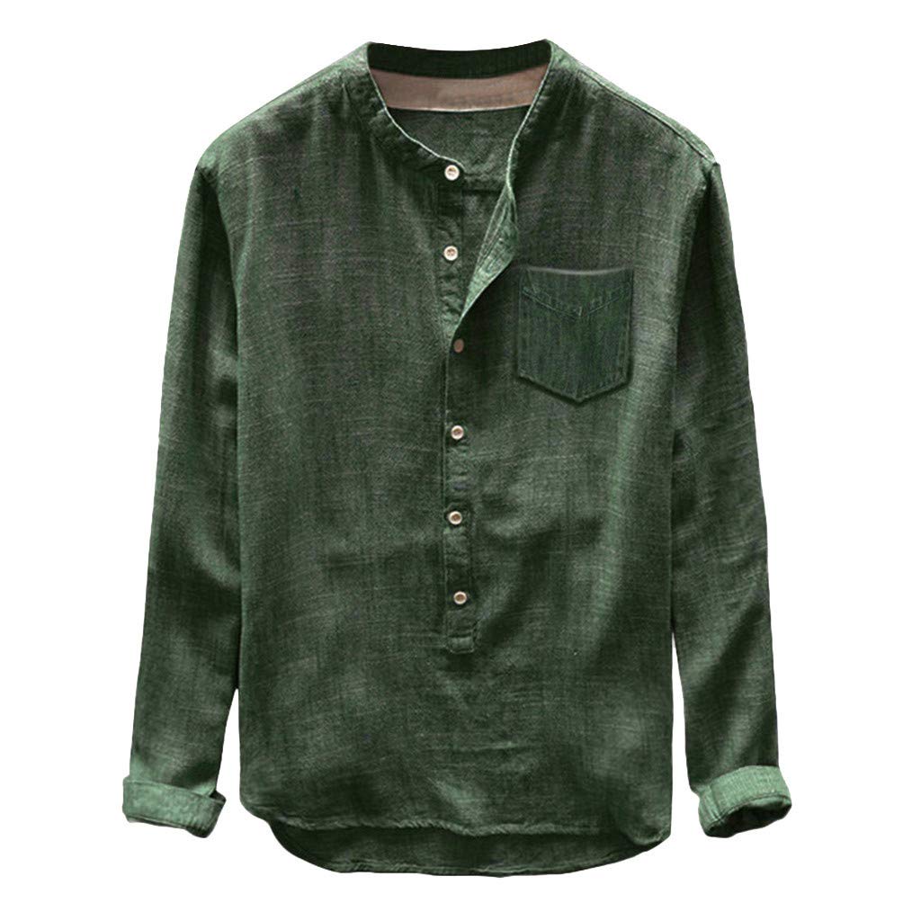 Men's Long Sleeve Button Down Shirt - 100% Cotton Linen Blend Casual Top for Winter & Autumn | Perfect for Office, Date Night & Weekend Outings