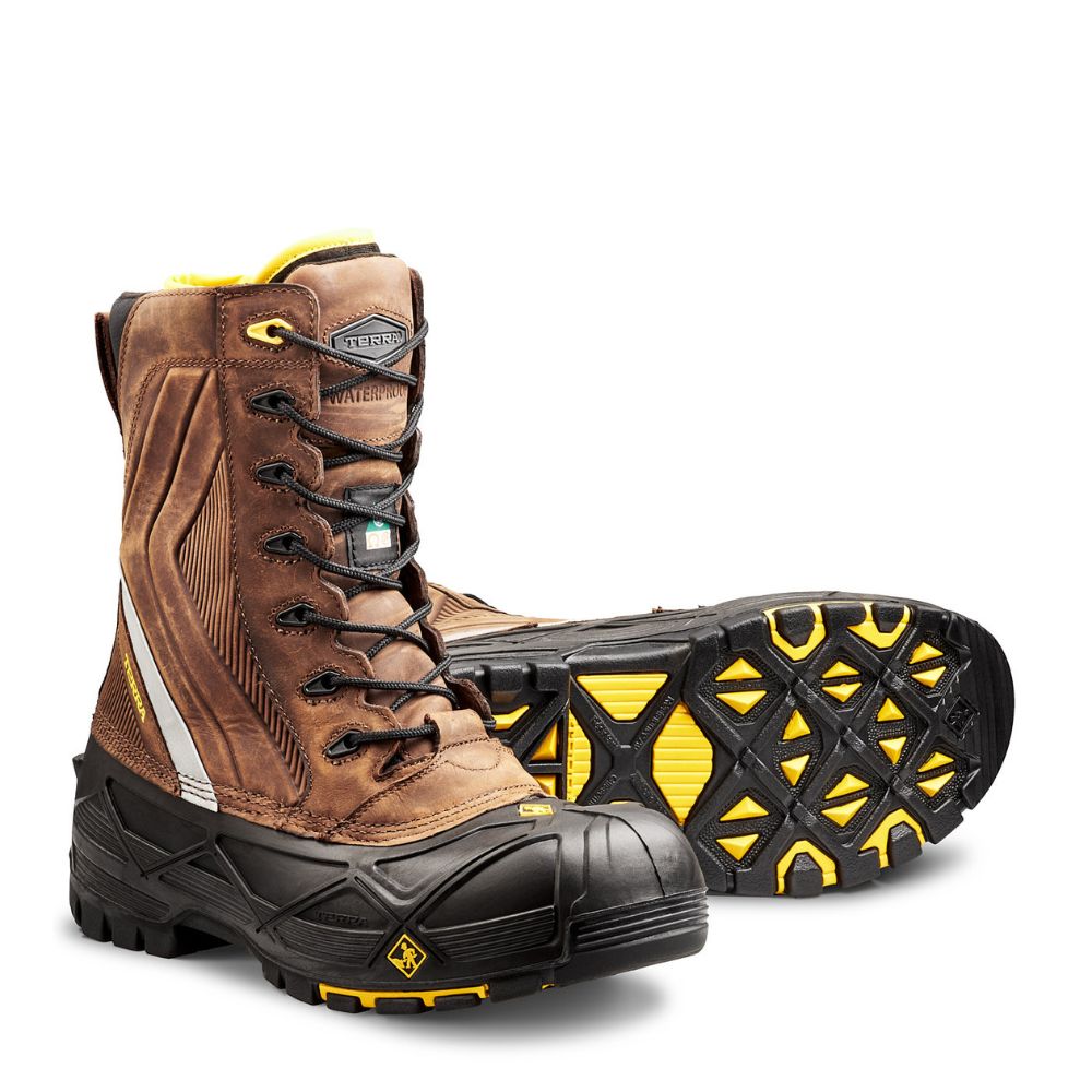 Terra Crossbow Waterproof Winter Safety Boots for Men - Composite Toe Work Boots, TR0A4NPSBRN, Brown - Ideal for Construction, Hiking & Outdoor Work in Cold Weather