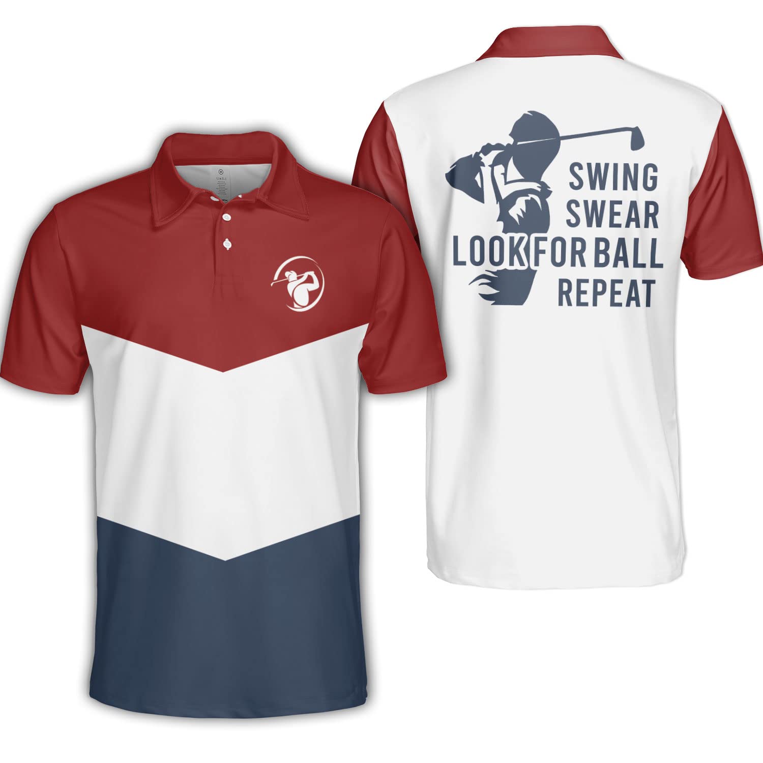 Dry Fit Men's Golf Polo Shirt - Breathable & Moisture Wicking Swing Practice Shirt - Funny Golf Gift for Men - Perfect for Golf Courses, Driving Ranges & Casual Wear