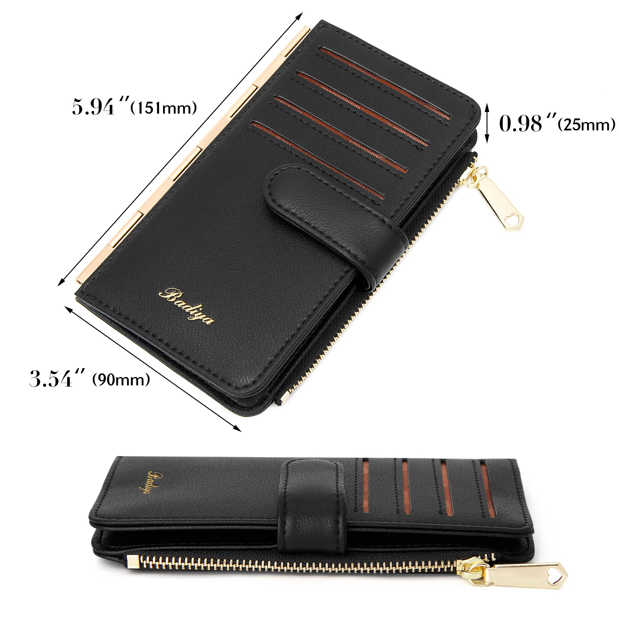 RFID Blocking Slim Bifold Wallet for Women - Credit Card Holder with 3 ID Windows & Zipper Pocket | Compact Multi-Card Case for Everyday Use, Travel & Business