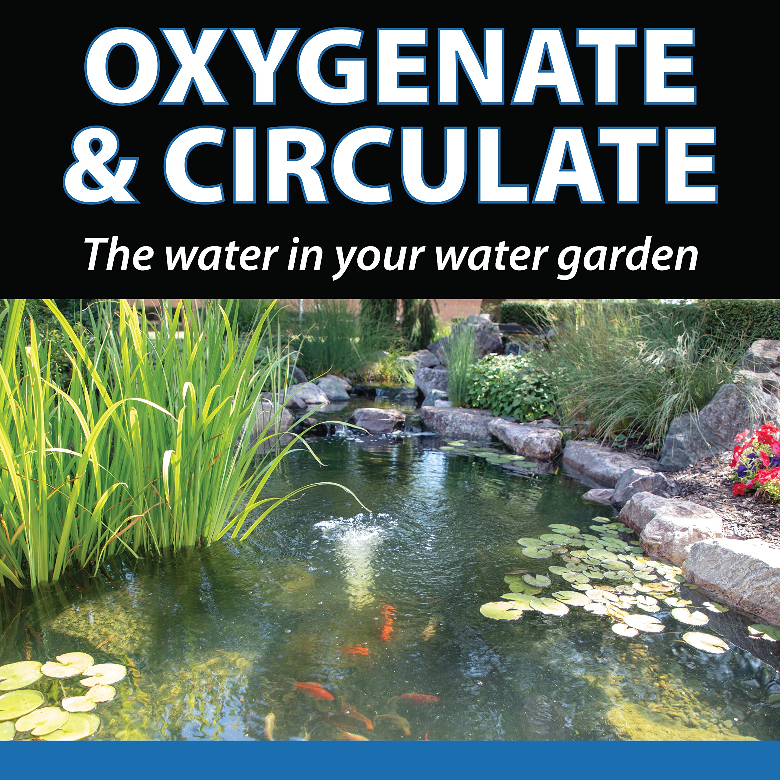 CrystalClear KoiAir 1 Complete Pond Aeration Kit - Oxygen Bubbler System for Koi & Fish Ponds, Outdoor Water Garden Aerator with Diaphragm Compressor Pump, Air Line & Submersible Diffuser Stick - Perfect for Backyard Ponds, Garden Water Features & Aquatic Life Health