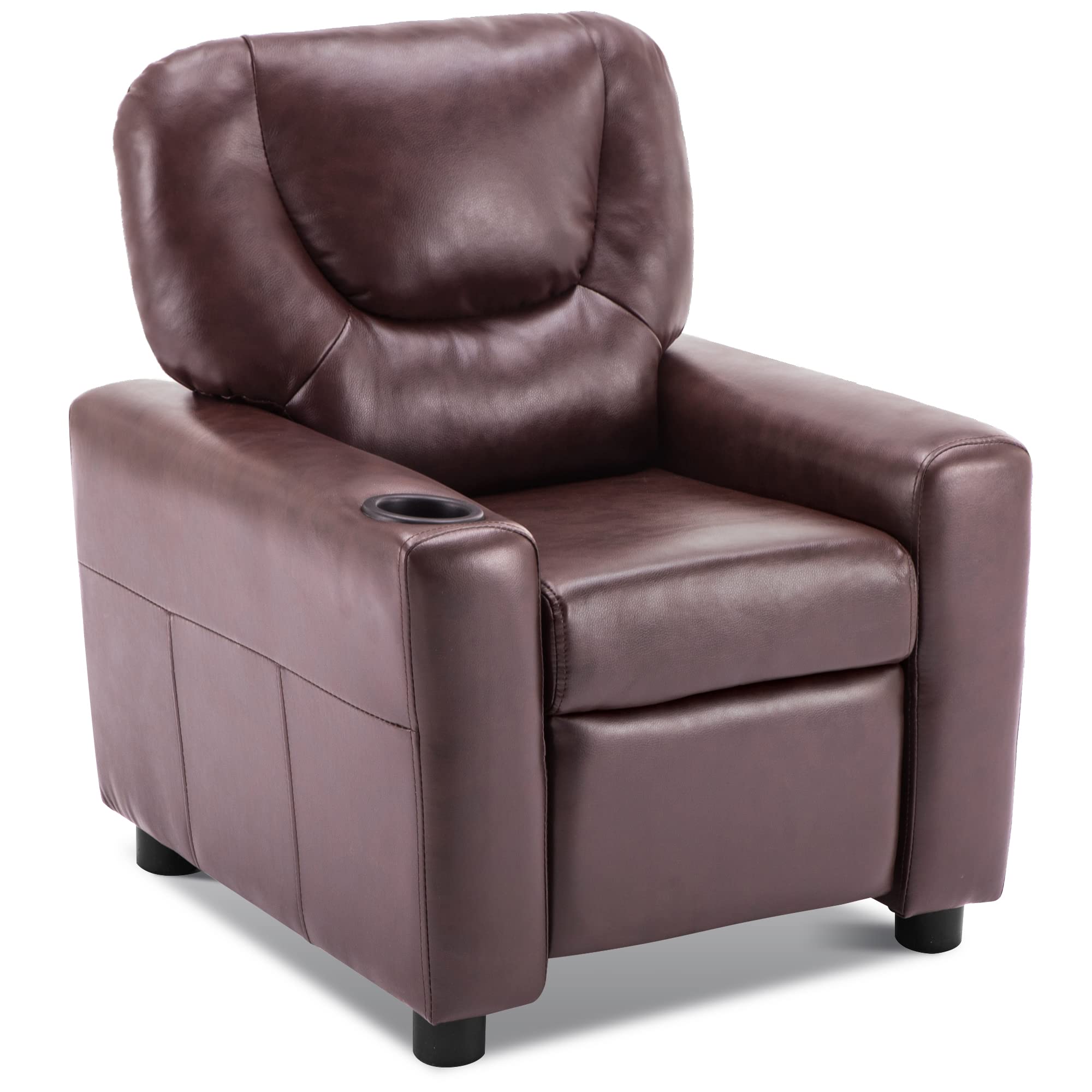**MCombo Kids Recliner Chair with Cup Holders - Faux Leather Toddler Armrest Sofa Couch for Boys and Girls Room, Dark Brown - Perfect for Playrooms, Bedrooms, and Movie Nights**