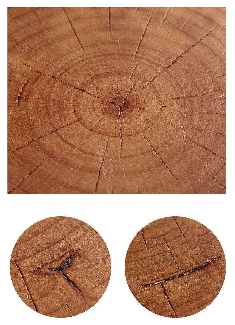 Rustic Tree Trunk Solid Wood Coffee Table - Natural Round Log Side Table for Living Room, Cabin & Outdoor Patio Furniture