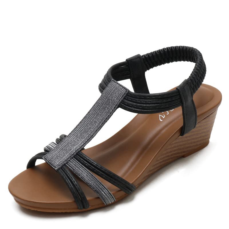 Women's Flat Sandals - Summer Crystal Strappy Open Toe Sandals for Women | Retro Travel Shoes for Beach, Vacation & Casual Outings