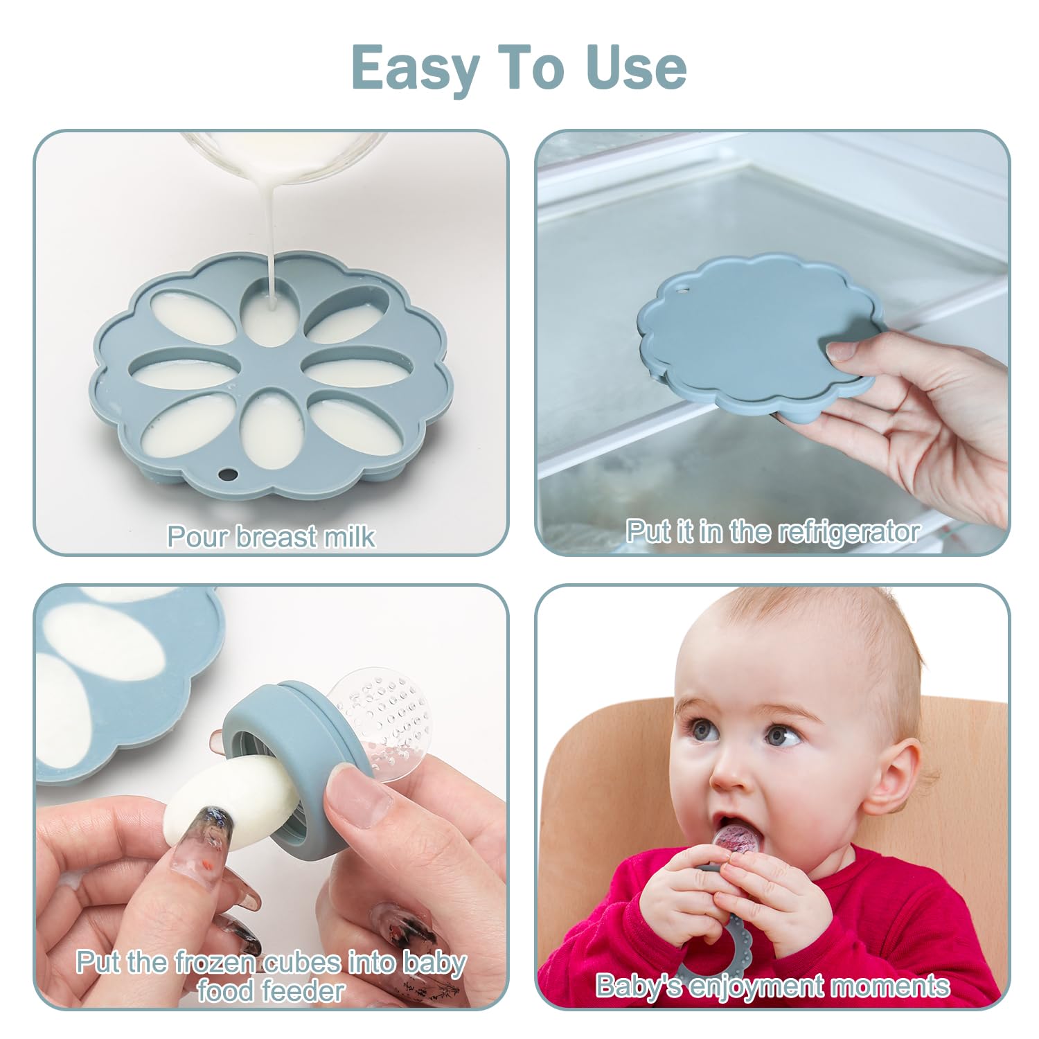 3 Pack Baby Teething Mittens with Fruit Feeder & Freezer Tray - BPA Free Silicone Teething Toys for Infants 3+ Months - Includes Extra Silicone Sacs - Perfect for Soothing Sore Gums & Introducing Solid Foods