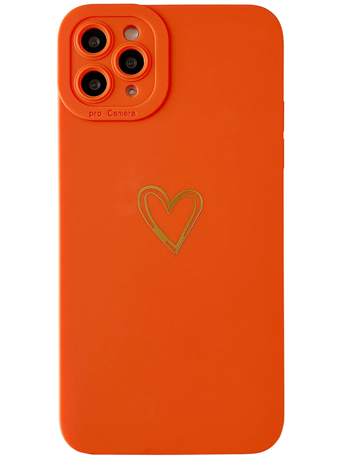 Qokey iPhone 11 Pro Max Case (6.5 Inch 2019) - Cute Heart Design with Anti-Scratch & Shockproof Protection | Soft TPU Cover with Camera Protection | Anti-Fingerprint & Anti-Drop for Women & Men | Perfect for Daily Use, Travel & Outdoor Activities (Orange)
