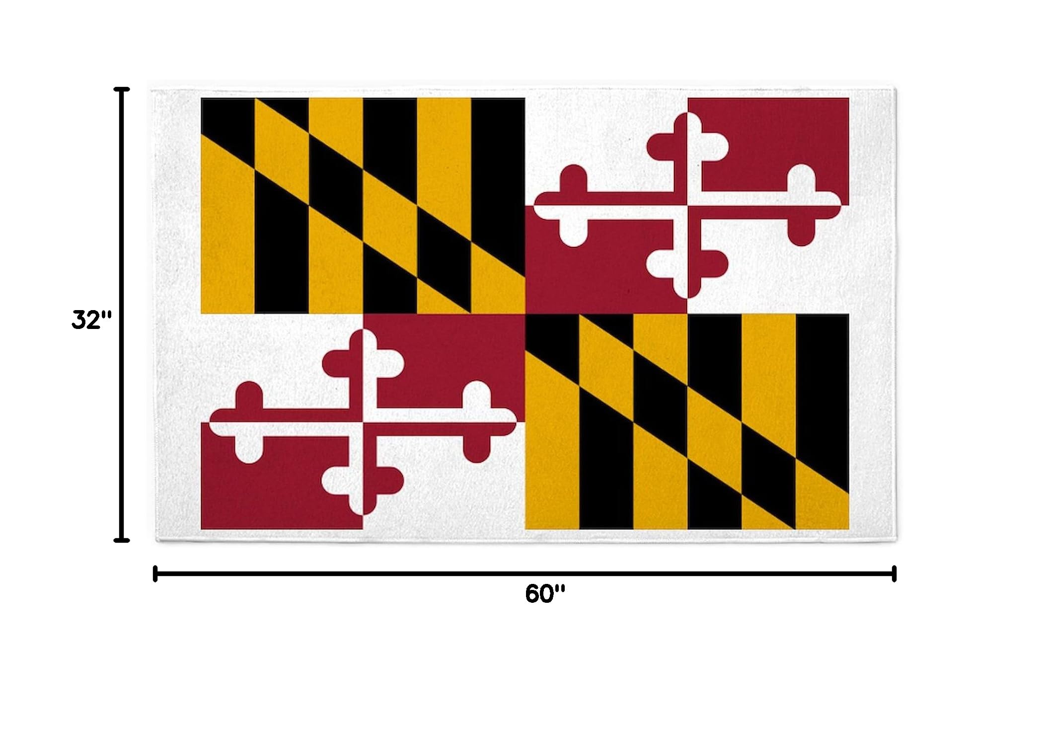 Maryland State Flag 3'X5' Decorative Area Rug - Non-Slip Fabric Throw Rug for Living Room, Bedroom & Dorm Decor