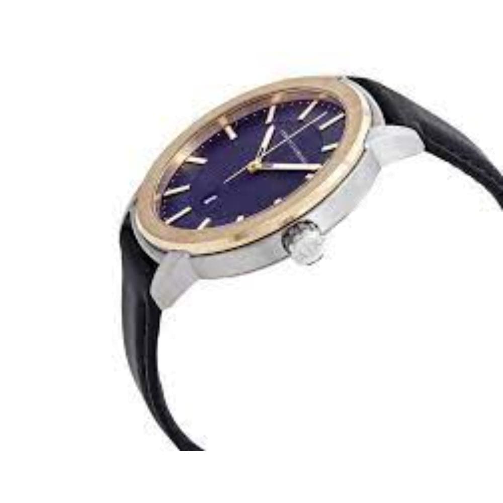 ARMANI EXCHANGE AX1463 Men's Two-Tone Stainless Steel Watch with Black Leather Strap - Quartz Analog Watch for Business, Casual & Formal Occasions