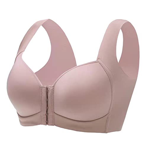 Wire-Free Sports Bra for Women - Plus Size Comfort Sleep & Workout Bra with Non-Removable Pads, Shaping Support, Strapless Design (Pink, Size 44) - Perfect for Yoga, Gym, Running & Lounge Wear