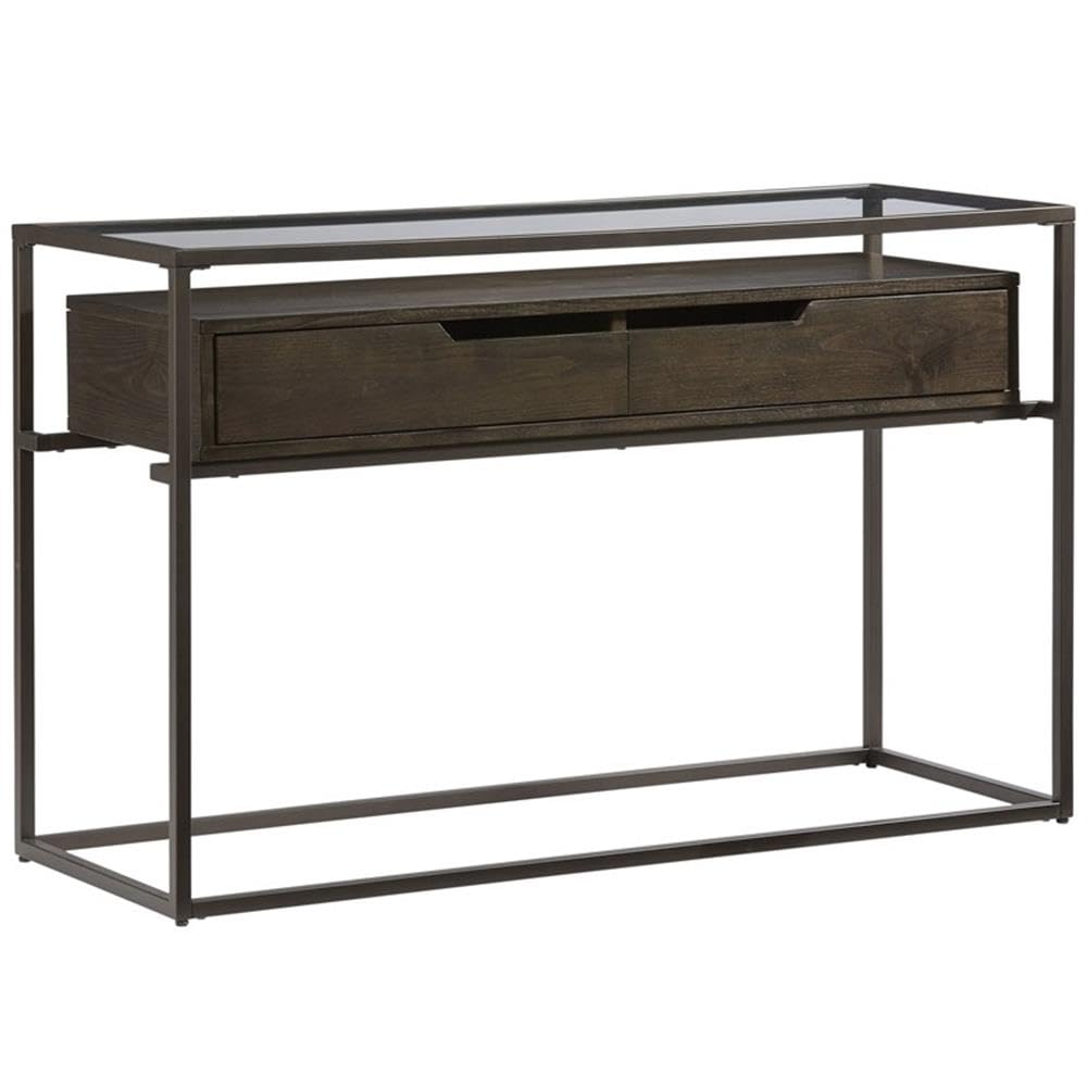 Progressive Presidio Sofa Console Table - Brown Wooden Entryway Furniture for Living Room, Hallway & Office Organization