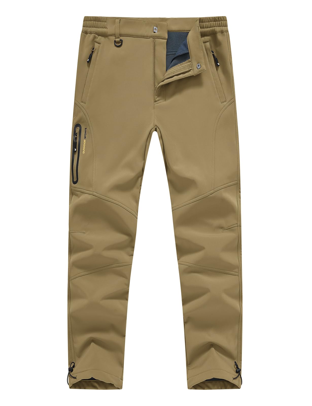 Rdruko Men's Waterproof Insulated Snow Pants - Winter Hiking, Snowboarding & Skiing Fleece-Lined Softshell Pants for Cold Weather Outdoor Activities