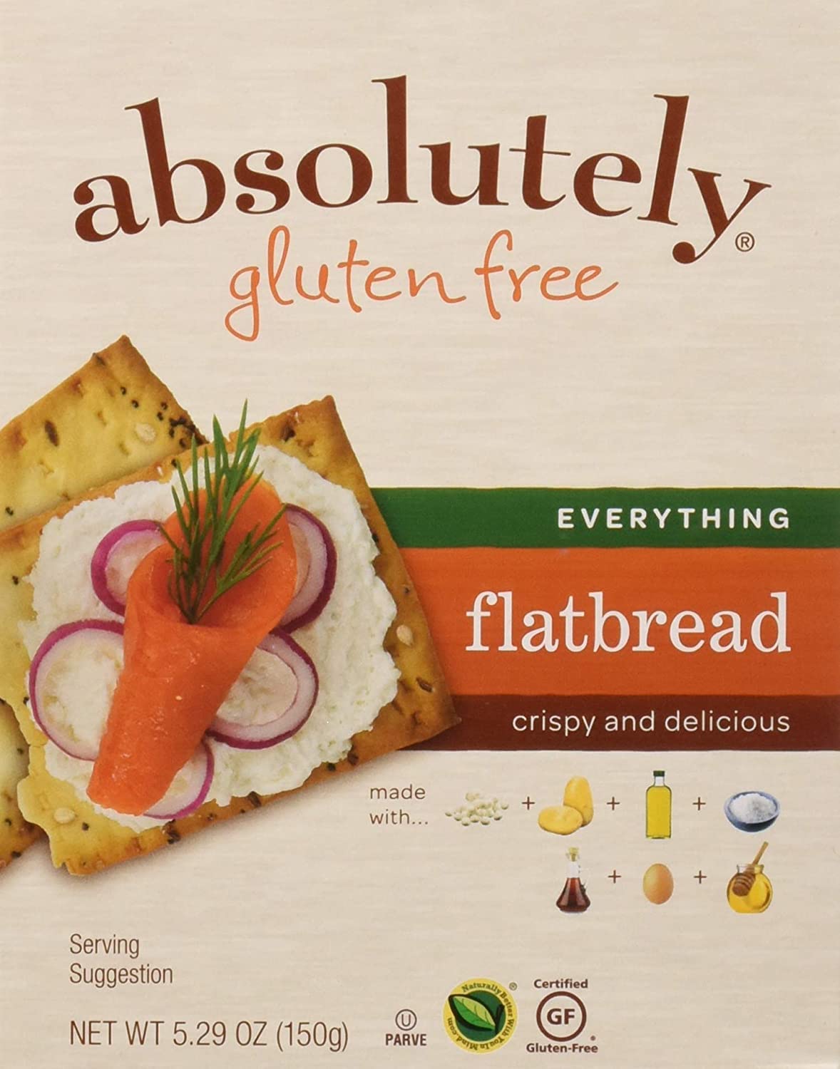 Absolutely Gluten Free Everything Flatbread, 5.29-Ounce (3-Pack) - Certified Gluten-Free, Vegan & Kosher | Perfect for Sandwiches, Wraps & Snacks | Allergen-Friendly Bread Alternative