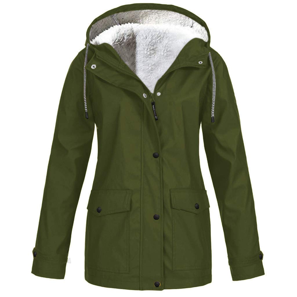 Women's Plus Size Waterproof Raincoat with Velvet Hood - Windproof Outdoor Jacket with Drawstring for Casual Wear | Perfect for Hiking, Commuting & Rainy Day Activities
