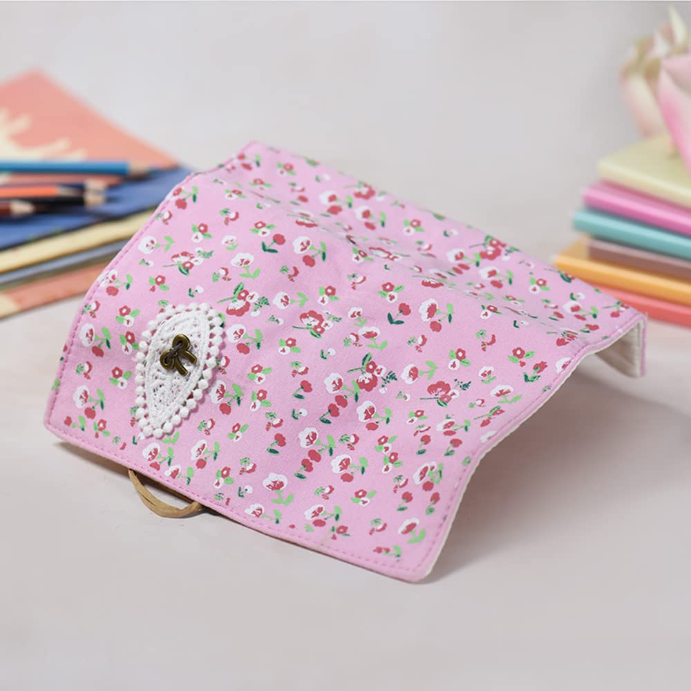 Flower Print Canvas Roll-Up Makeup Brush & Pencil Pouch - Portable Cosmetic Organizer for Girls, Students - Perfect for Travel, School & Everyday Use