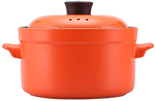 Premium Japanese-Style Clay Cooking Pot - 2.5L Ceramic Stockpot for Soup, Stew & Casserole | Orange Clay Cookware for Slow Cooking & Traditional Recipes | Perfect for Home Kitchens & Authentic Japanese Cuisine