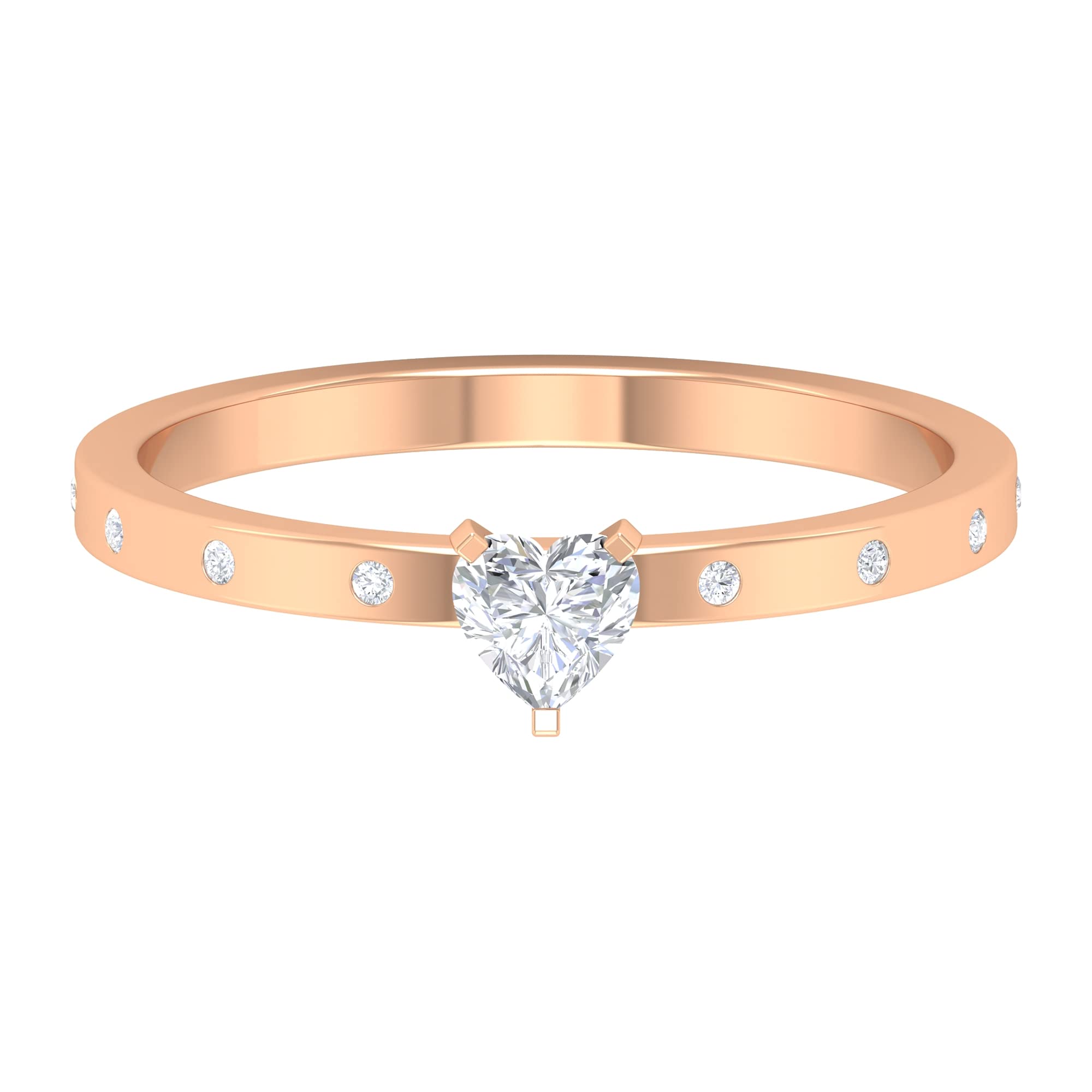 3/4 CT Heart & Round Diamond Promise Ring for Women - April Birthstone Jewelry in 14K Solid Gold - Perfect for Anniversaries, Engagements & Special Occasions
