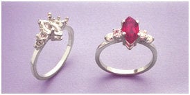 Solid Sterling Silver or 14kt White/Yellow Gold Marquise Ring Setting - 10x5mm & 16x8mm Sizes with Accents, Pre-Notched, Size 7 (163488/143488) - Perfect for Engagement Rings, Wedding Bands & Jewelry Making