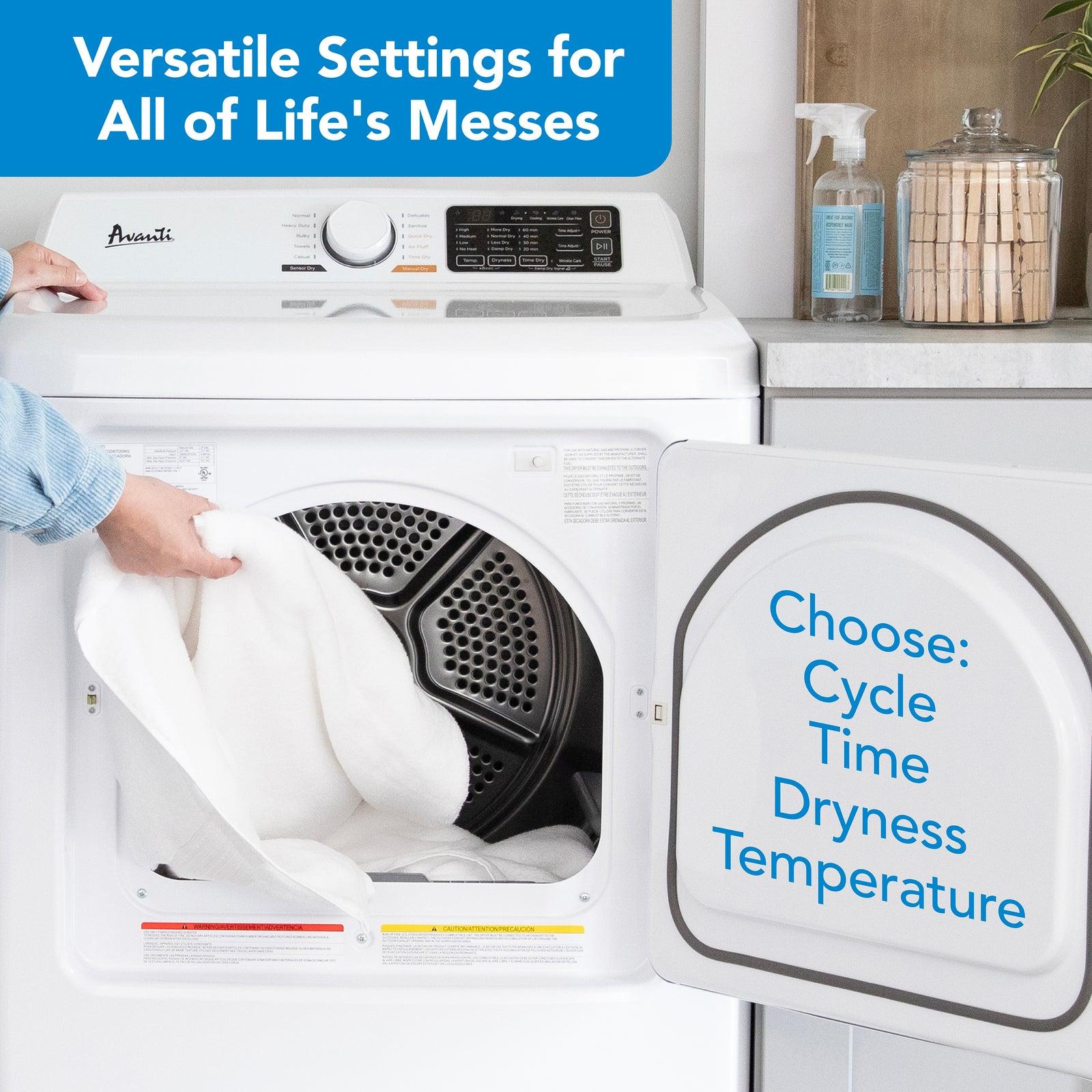 Avanti 7.0 Cu. Ft. Front Load Electric Clothes Dryer - White, Energy Efficient Laundry Dryer for Home & Apartment - Perfect for Small Spaces & Quick Drying