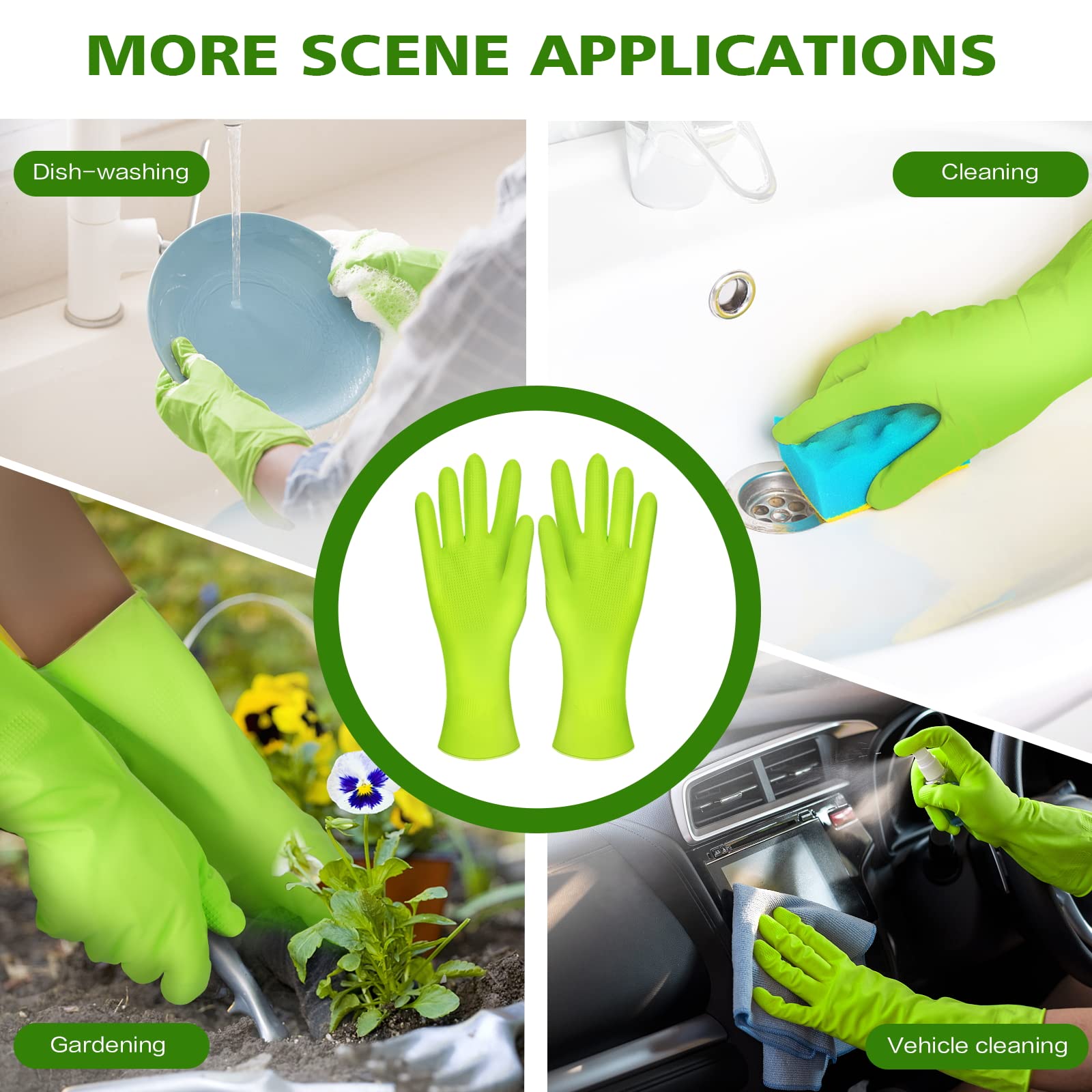 Reusable Dishwashing Cleaning Gloves - Durable Rubber Gloves for Washing Dishes, Kitchen Cleaning & Household Chores - Perfect for Dishwashing, Scrubbing Pots & General House Cleaning