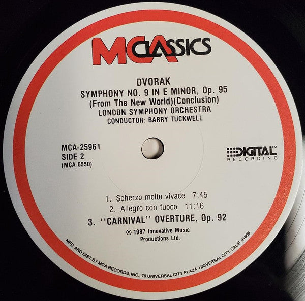 Dvořák Symphony No. 9 'New World' & Carnival Overture LP Vinyl Record - Barry Tuckwell & London Symphony Orchestra - Near Mint or Mint Condition - Perfect for Classical Music Collectors & Audiophiles