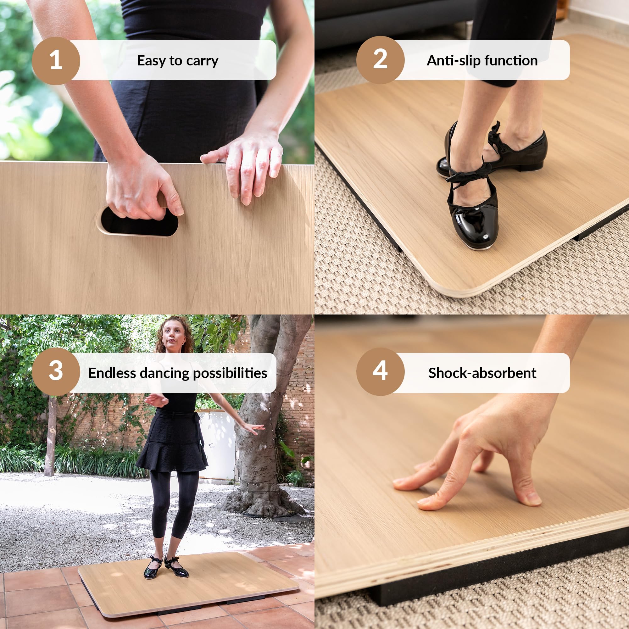 ODOXIA Portable Tap Board for Tap Dancing - Cushioned Practice Dance Floor Mat for Home, Studio, Gym & Outdoor Use | Tap Dance Floor for Any Surface | Professional & Beginner Tap Dance Training