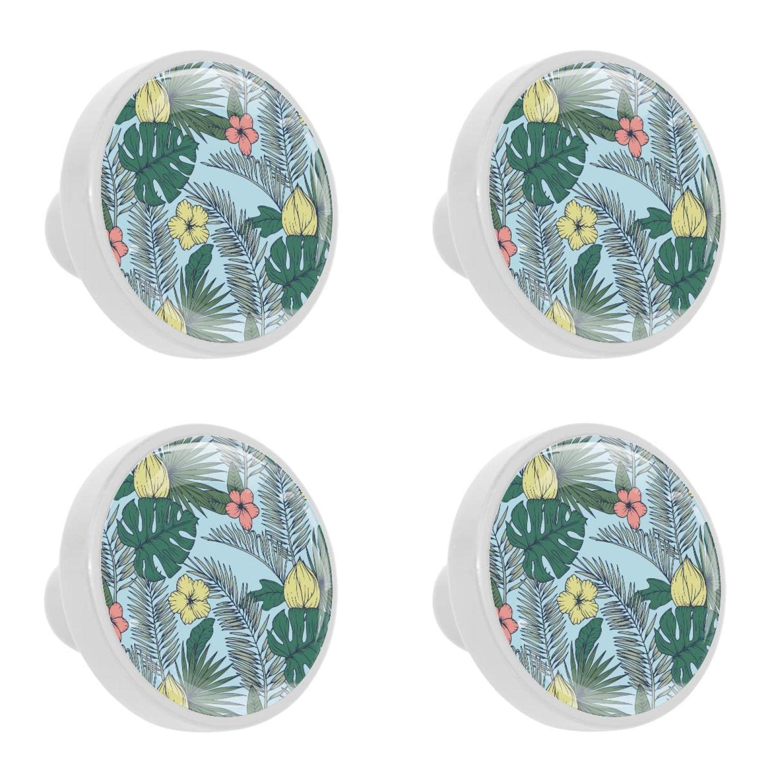 Crystal Glass Drawer Knobs - 4PCS Retro Floral Pull Handles for Cabinets & Cupboards
