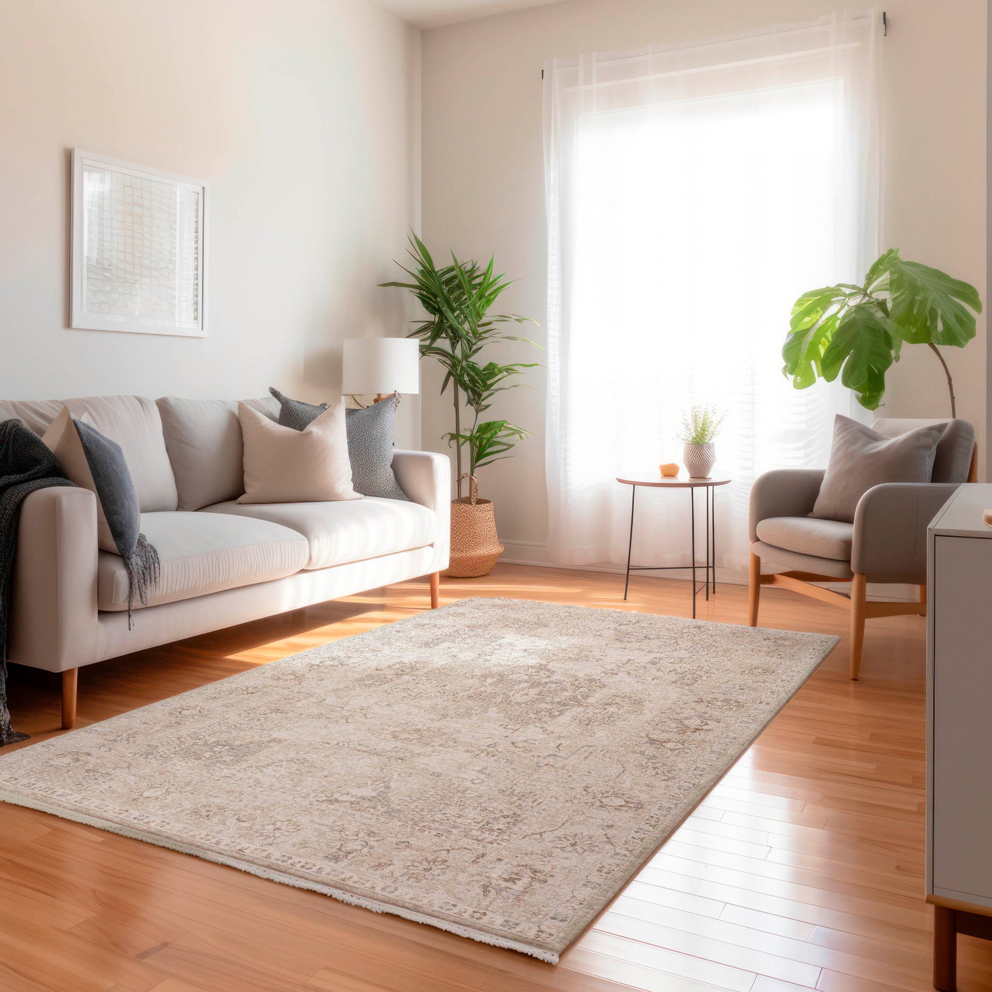 Luxury Cyprus Beige Area Rug - Soft & Durable Handmade Wool Rug for Living Room, Bedroom, or Office Decor