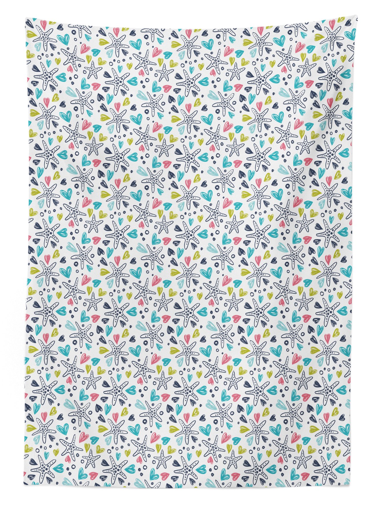 Ambesonne Starfish Outdoor Tablecloth - Hand Drawn Sea Life Design, Waterproof Washable Picnic Table Cover 58x104 Inches - Perfect for Beach Parties, Backyard BBQs & Outdoor Dining Decor