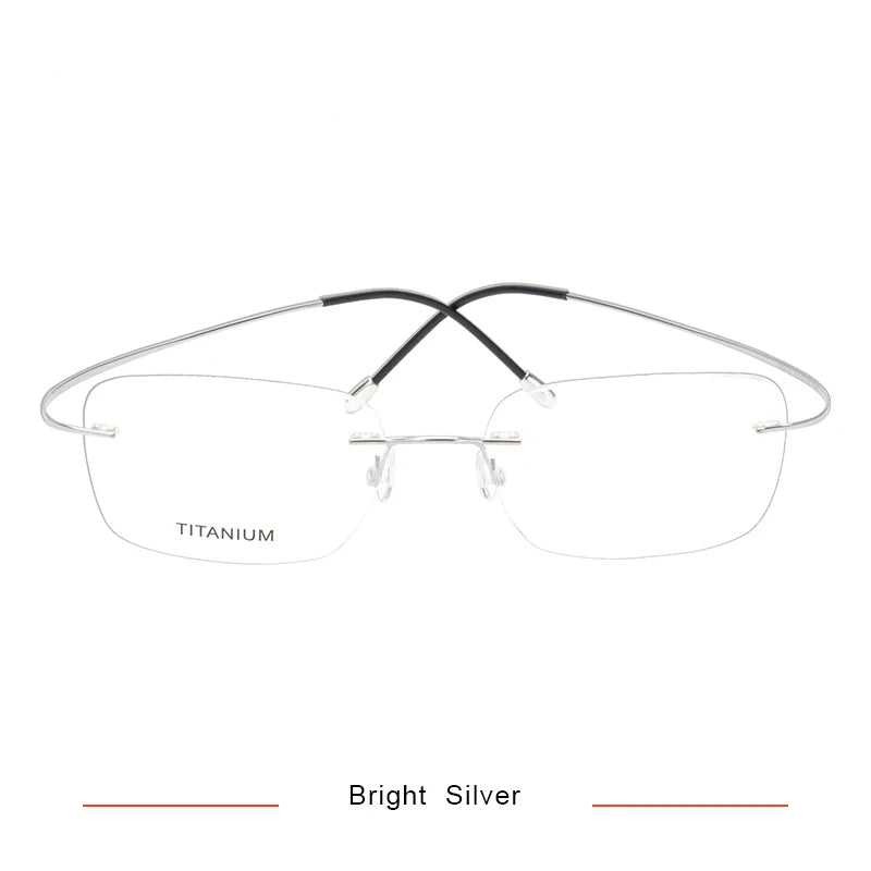 Brightzone Unisex Rimless Square Screwless Titanium Eyeglasses 71616 - Lightweight & Durable Frame for Men & Women - Perfect for Reading, Work & Everyday Use