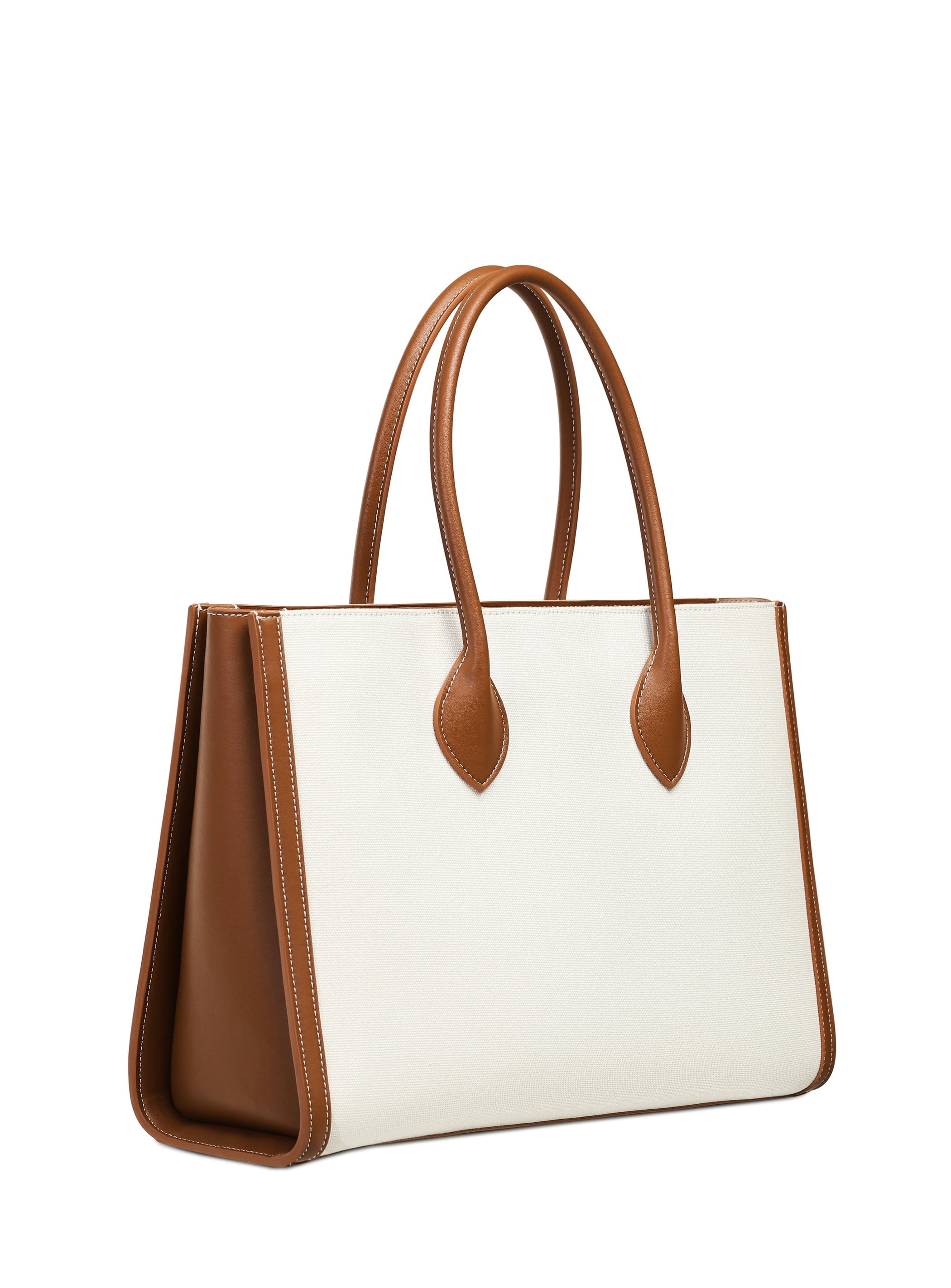 Eco-Friendly Aurora Cactus Leather Vegan Tote Bag - Sustainable White & Brown Handbag for Women | Perfect for Work, Travel & Everyday Use