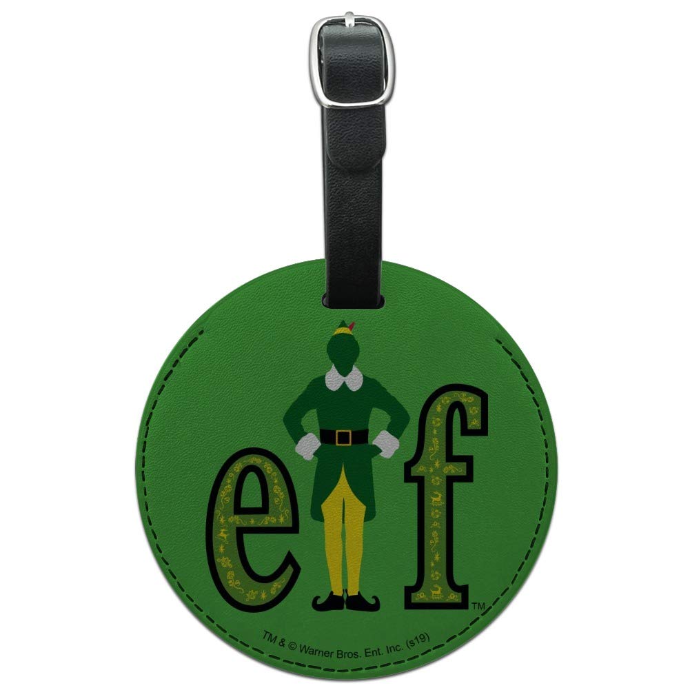 Elf Movie Logo Round Leather Luggage Tag - Durable Suitcase ID Tag for Travel Bags, Carry-Ons & Backpacks - Perfect for Airports, Vacations & Business Trips