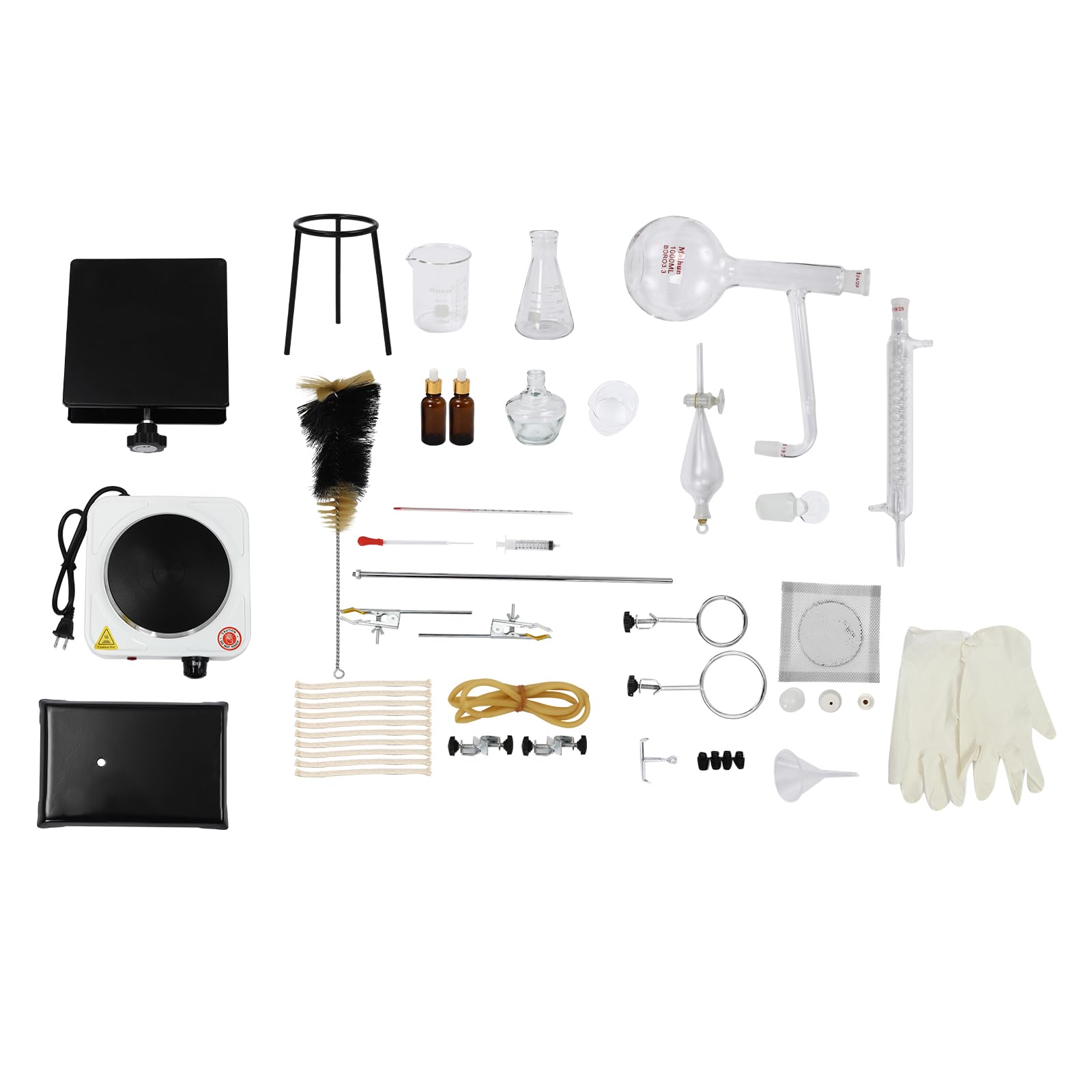 Premium 1000W Essential Oil Distiller Kit - Adjustable Height, High Borosilicate Glass Distillation Apparatus for Home Use | Perfect for Aromatherapy, Herbal Extraction & DIY Essential Oil Making