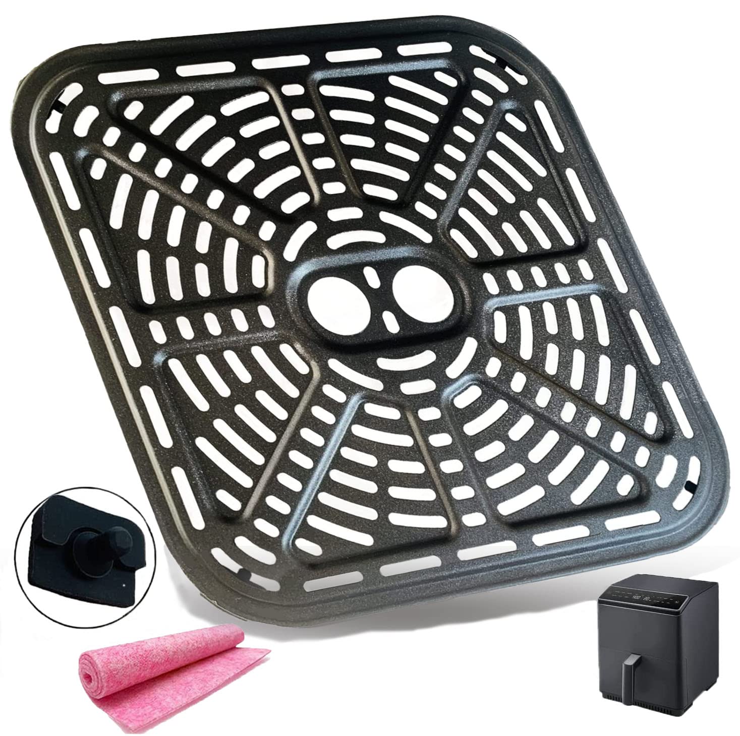 Premium Nonstick Air Fryer Crisper Tray & Grill Pan for COSORI 6.8 Quart Air Fryer - 9 Inch Square Rack with Grate Grid - Perfect for Healthy Frying, Grilling, and Roasting Chicken, Vegetables, and Snacks