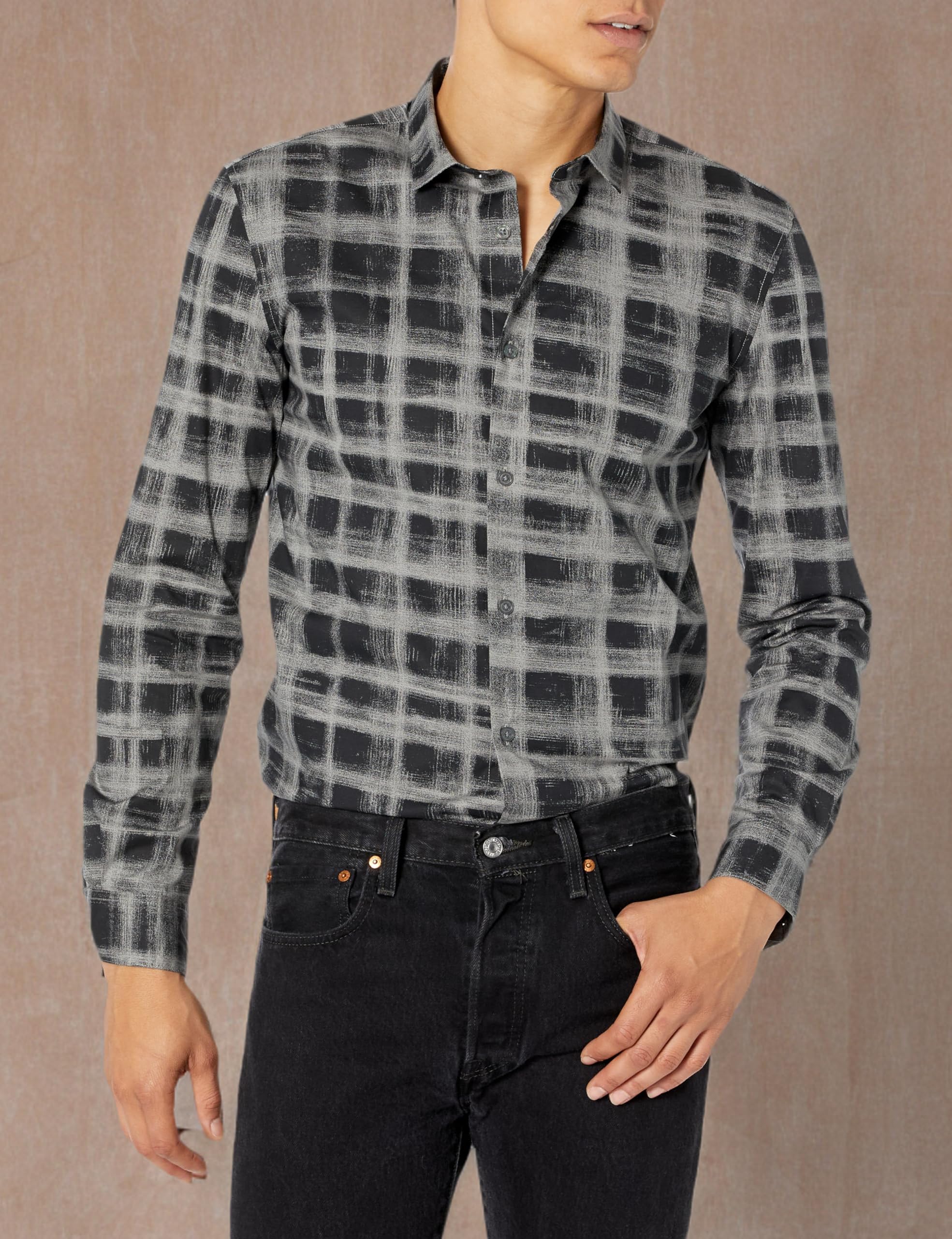 John Varvatos Men's Ross Button-Down Shirt - Casual & Stylish Long Sleeve Dress Shirt for Work, Office & Night Out