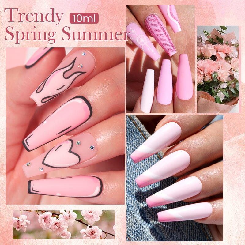 Trendy Spring Summer Gel Nail Polish Set - 10ml Long Lasting UV LED Soak Off Glossy & Matte Colors - Perfect for Manicures, Pedicures, and Nail Art Designs