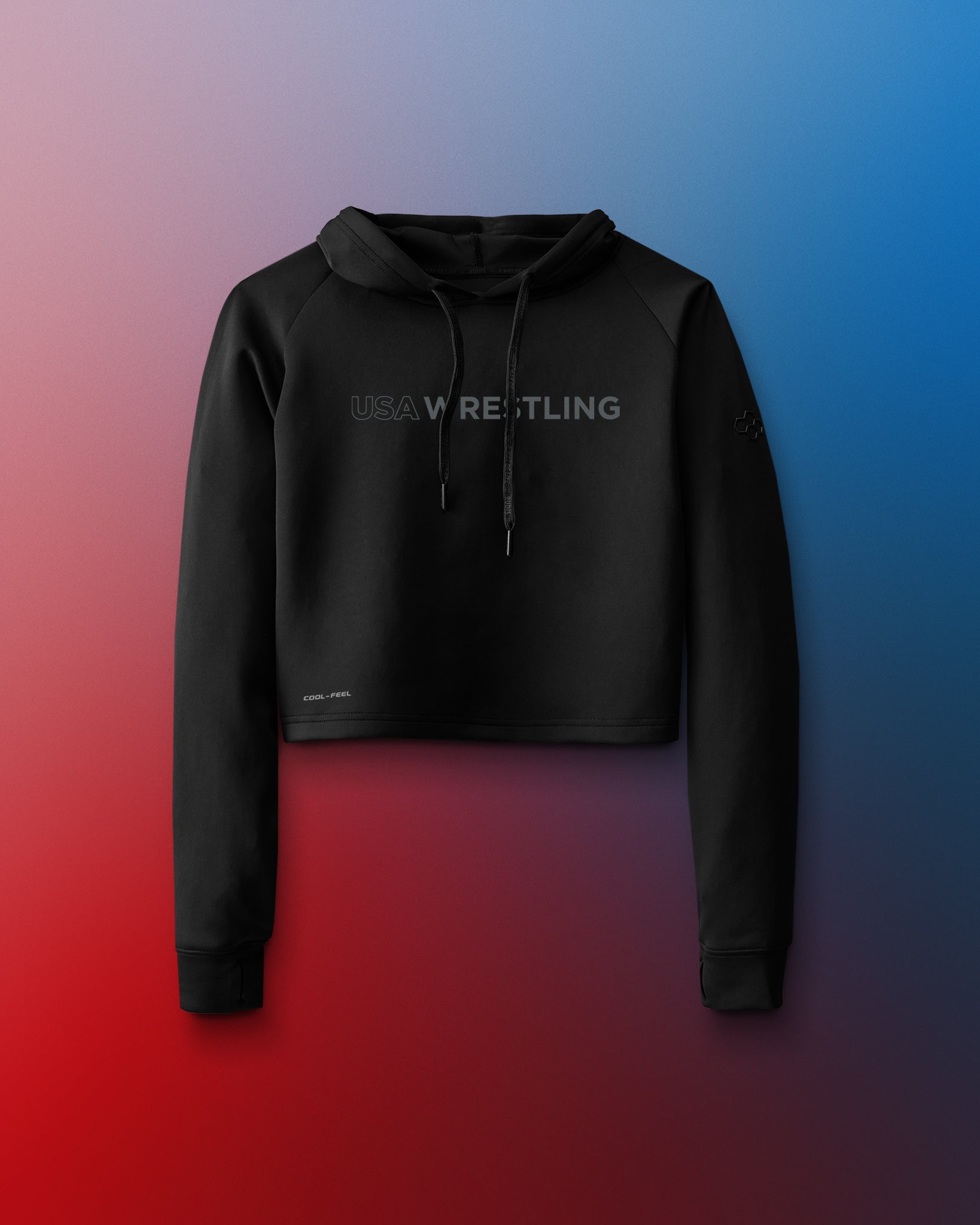 USA Wrestling Wordmark COOL FEEL Women's Cropped Hoodie - Comfortable & Stylish Pullover for Training, Gym & Casual Wear