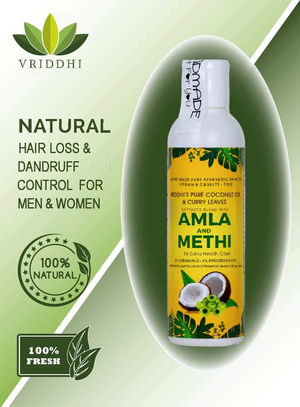 Organic Amla Hair Oil with Fenugreek & Curry Leaves - Natural Hair Growth Treatment for Hair Loss Prevention & Scalp Rejuvenation - Chemical-Free & Preservative-Free - 100ml - Perfect for Daily Hair Care & Ayurvedic Scalp Massage