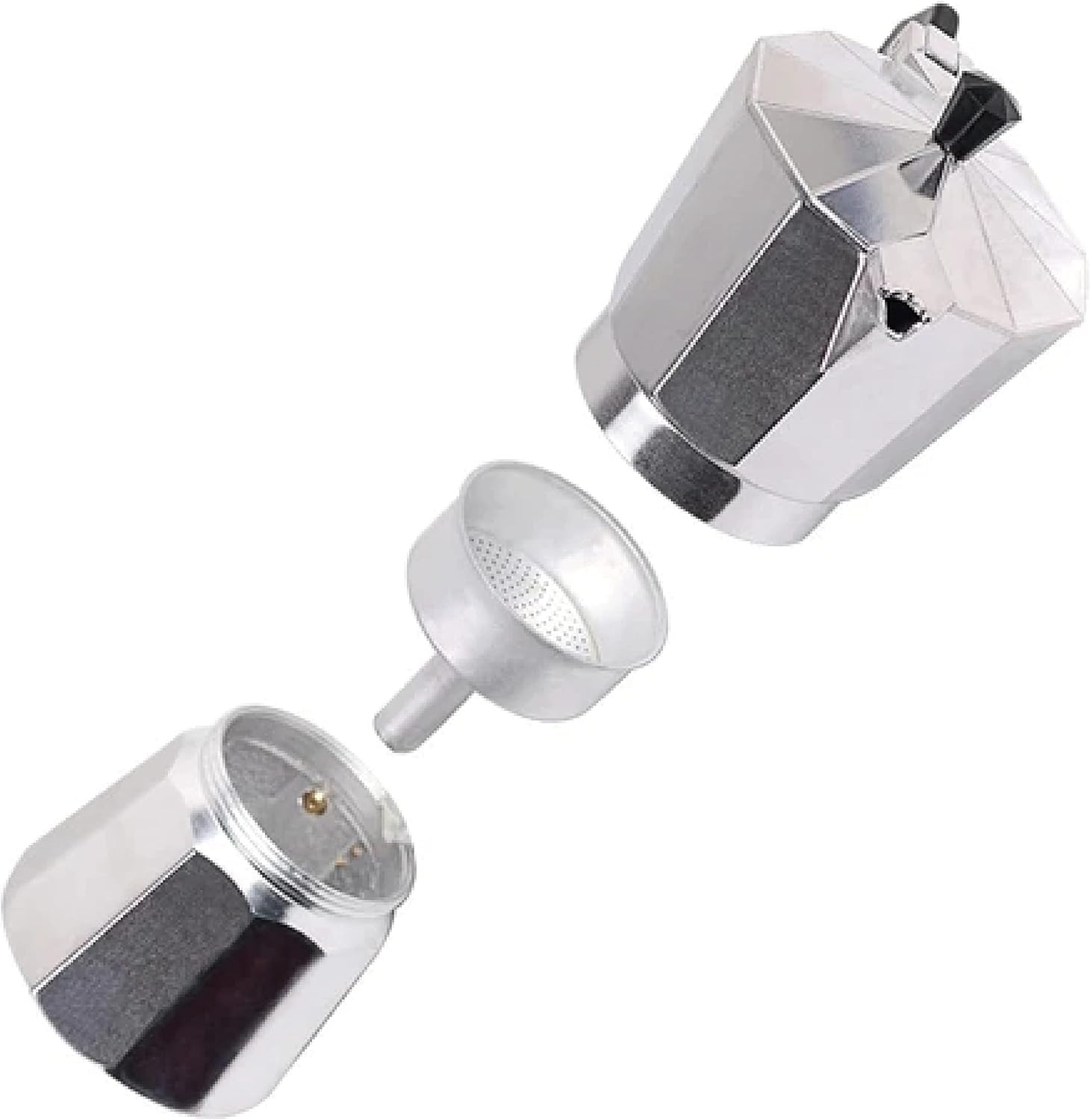 Italian Moka Pot Stovetop Espresso Maker - 3 Cup Silver for Home & Office Brewing