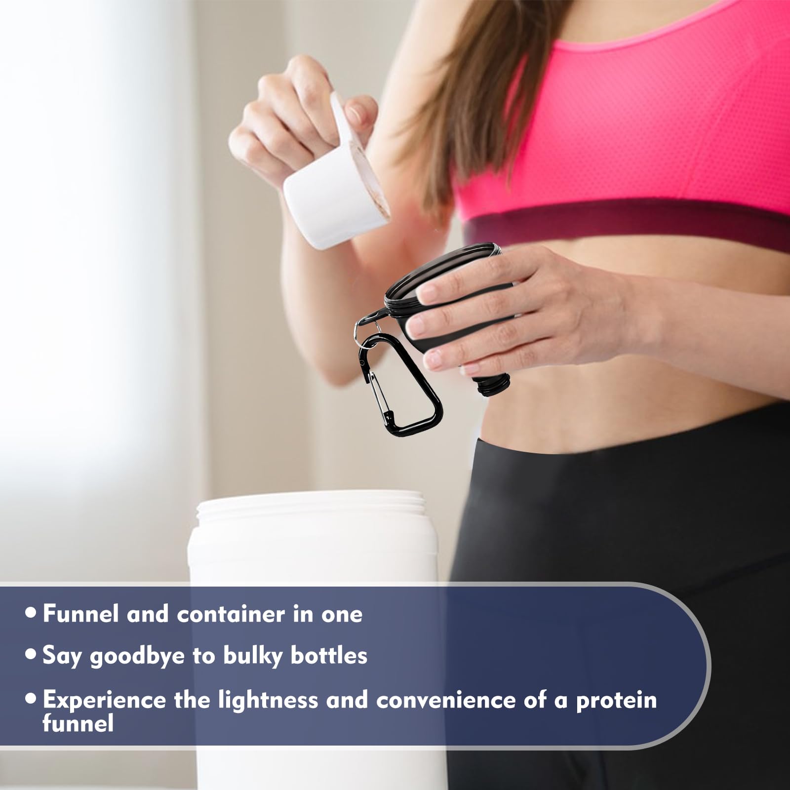 2 Pack Protein Powder Containers with Funnel - 50ml Portable Travel Shaker for Gym, Pre Workout & Supplements - Ideal for Protein Mixes, Smoothies & On-the-Go Nutrition