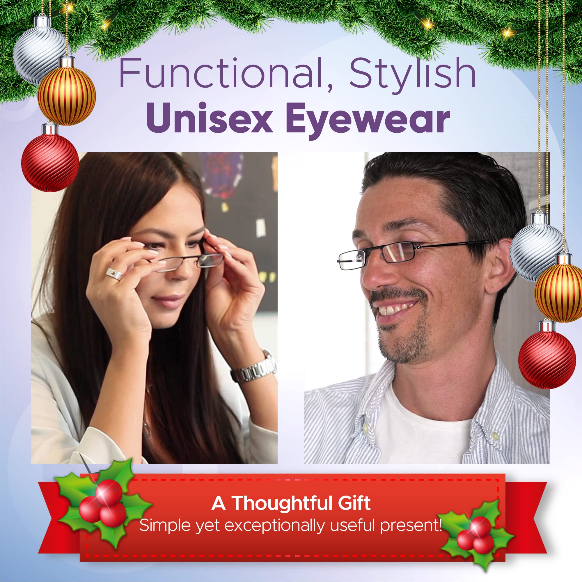 Premium Compact Reading Glasses - Ultra HD Optical Quality Frames & Anti-Glare Lenses with Protective Case (Doubles as Phone Stand) - Perfect for Reading, Working on Laptop & Using Smartphone