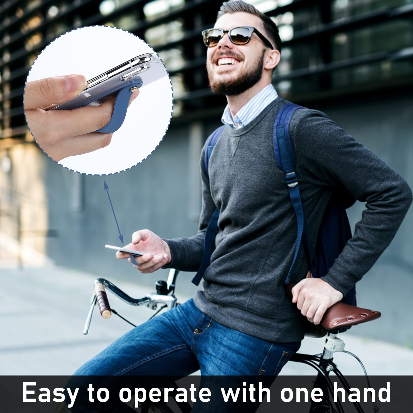 Molain Finger Phone Holder, 5-Pack Silicone Telescopic Phone Grip Strap - Ergonomic Design for Secure One-Handed Use (5 Colors) - Perfect for Commuting, Gym Workouts & Social Media Streaming
