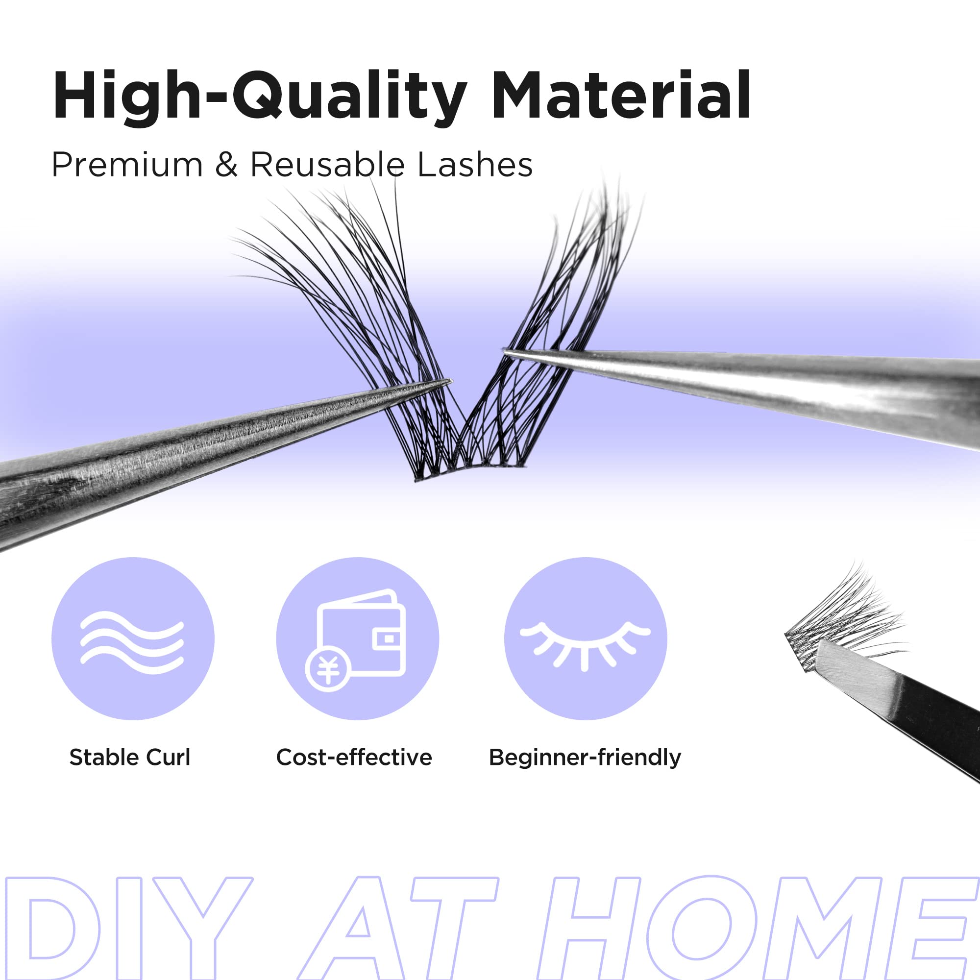 BEYELIAN 168 Pcs Individual Cluster Lashes D Curl - Natural Look False Eyelashes Extension, Reusable Glue Bonded, Super Thin Black Band Mix (Style3 0.07) for DIY Eyelash Extension | Perfect for Daily Wear, Parties & Special Occasions