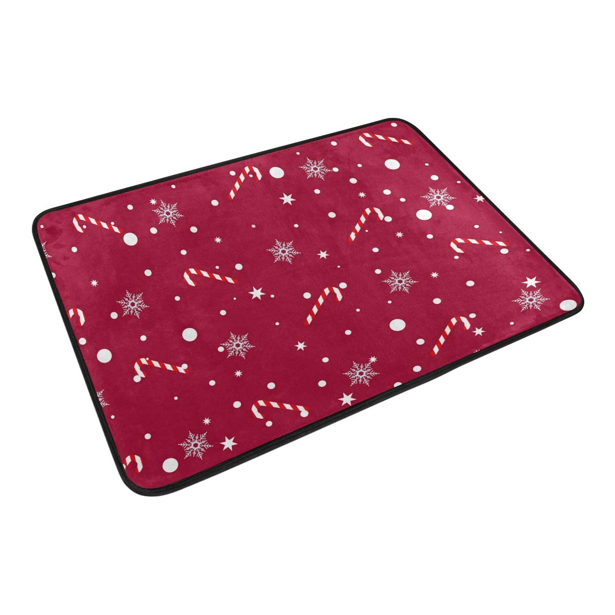 Merry Christmas Snowman Non-Slip Washable Kitchen Rugs - Anti-Fatigue Cushioned Polyester Floor Mats for Kitchen, Washroom, Bedroom - Perfect for Holiday Decor and Daily Comfort