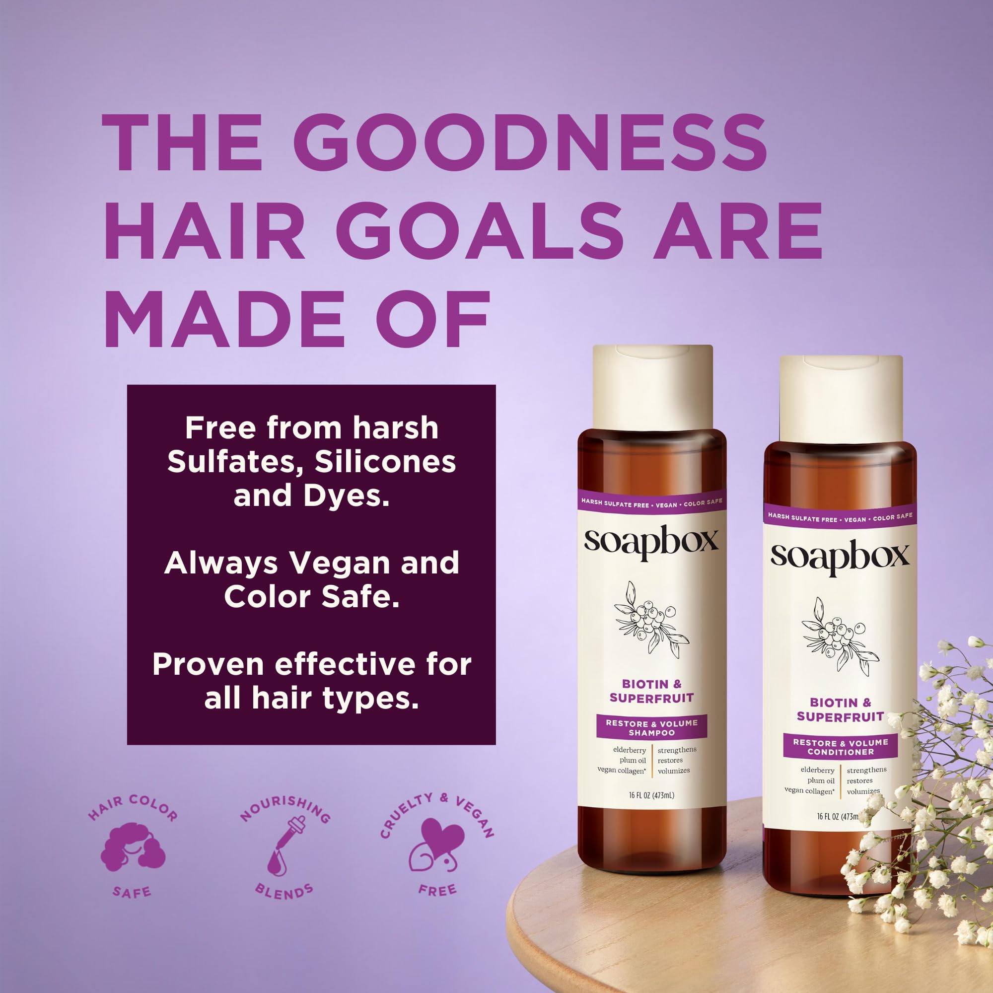 Biotin & Superfruit Shampoo and Conditioner Set - Vegan Collagen, Aloe & Shea Butter - Sulfate, Paraben & Silicone Free - Color Safe Hair Care - 1 Liter Each (Pack of 2) - For Dry, Damaged Hair & Scalp Nourishment - Perfect for Daily Use & Color-Treated Hair