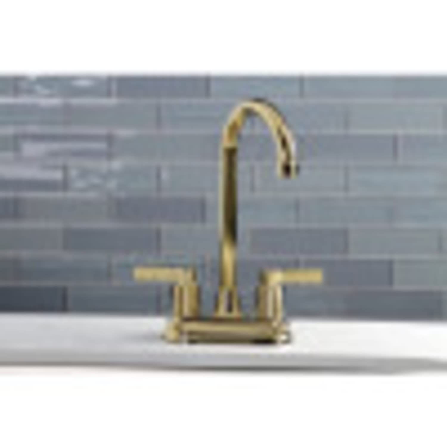 Houzer Commercial Stainless Steel Bar Prep Sink with Kingston Brass NuVoFusion Centerset Faucet - Perfect for Restaurants, Bars & Home Kitchens