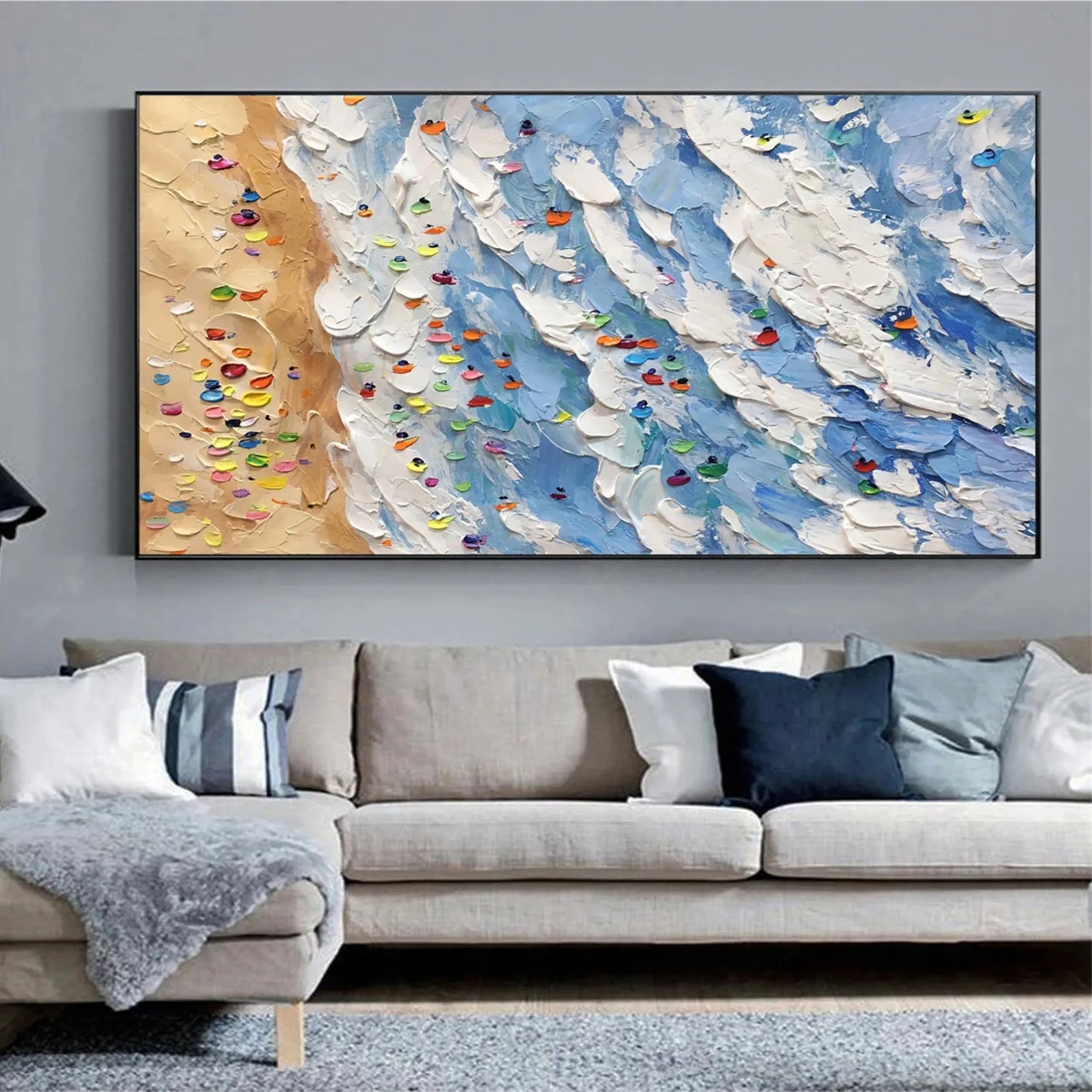 Seascape and Snowy Peak Painting #SP009 - Stunning Landscape Artwork for Home & Office Decor | Perfect for Living Room, Bedroom, or Gift