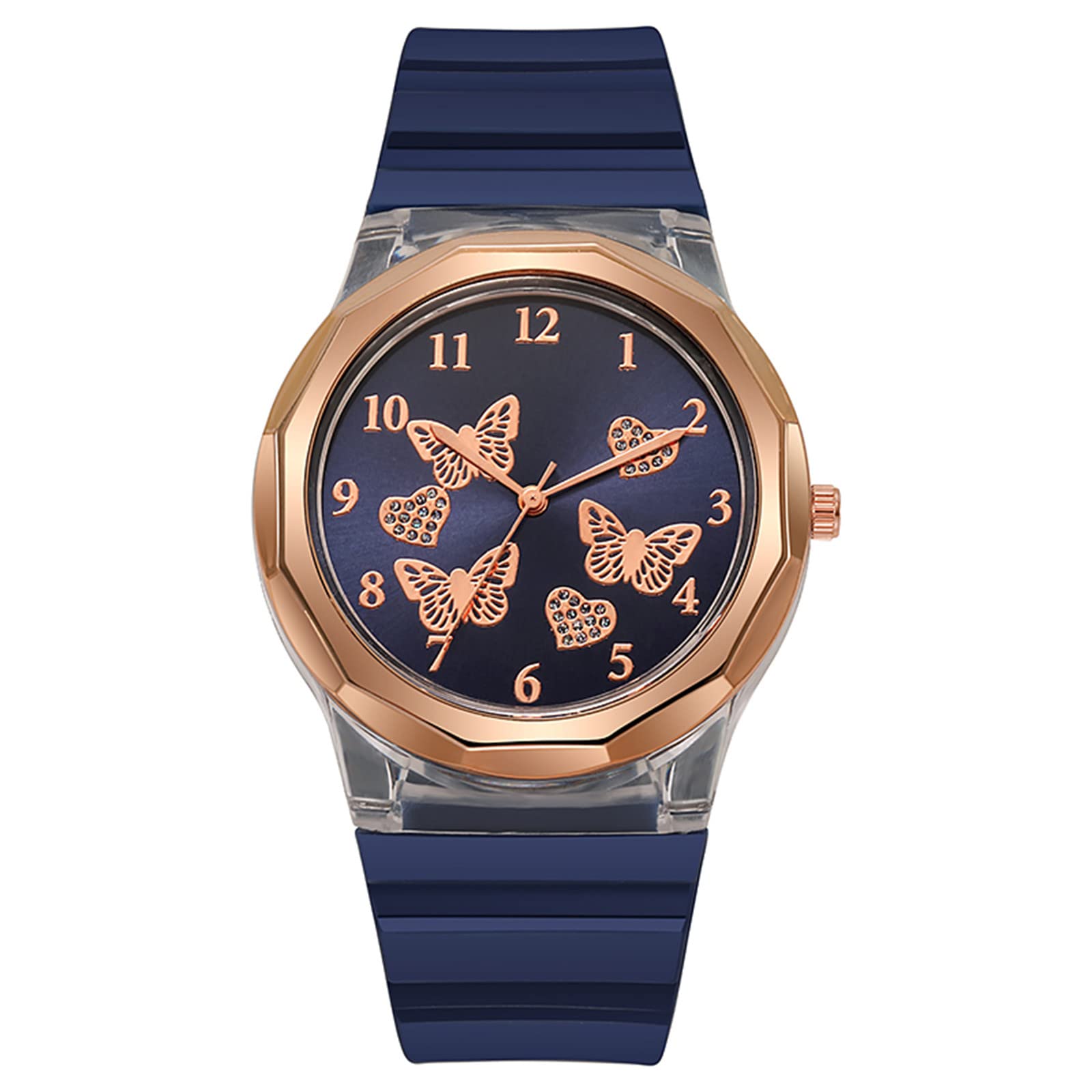 GILIGEGE Minimalist Women's Quartz Watch with Silicone Strap - Slim Fashion Watch with Strap Dial, Black Leather Band (Blue, One Size) - Perfect Gift for Women, Daily Wear & Office Accessory