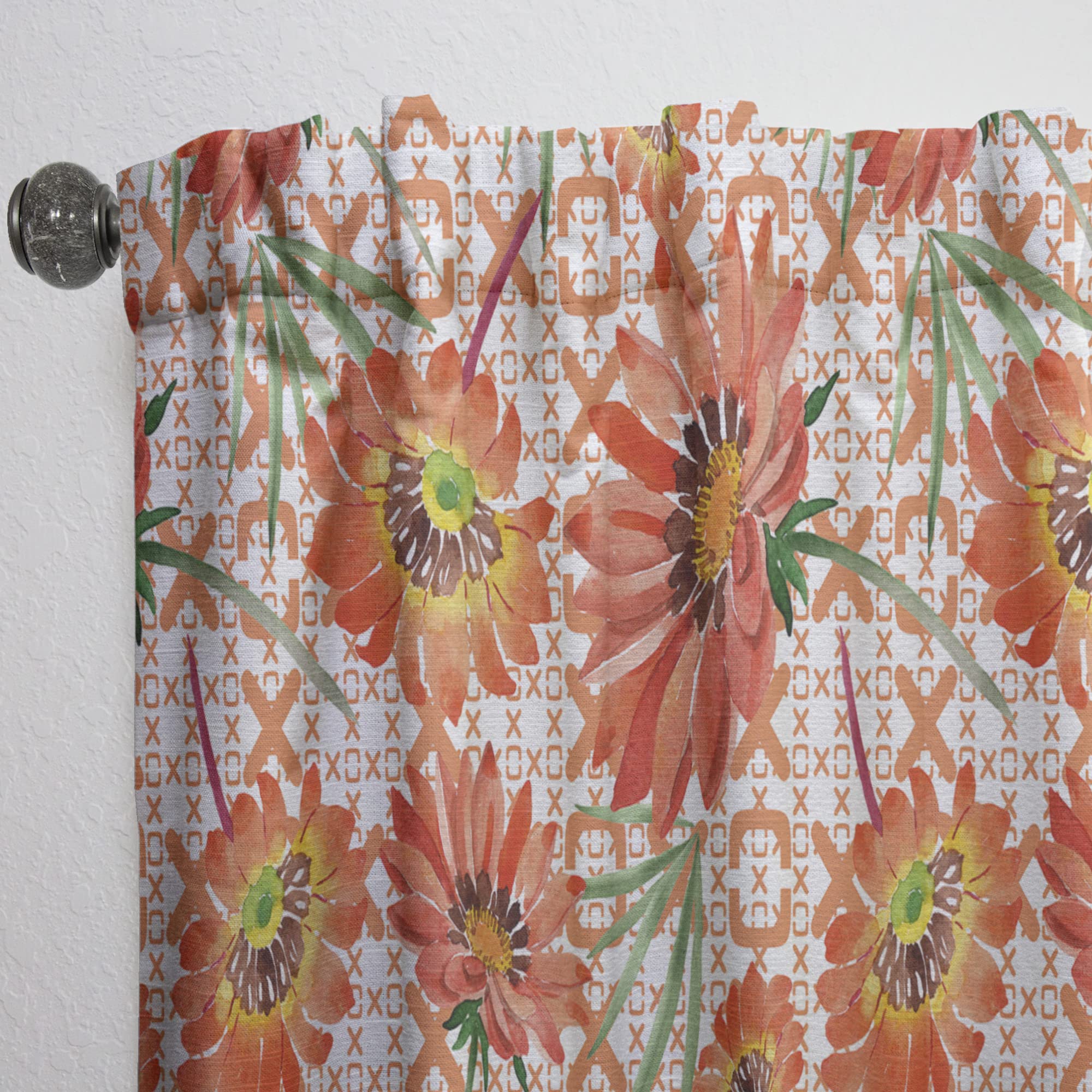 DesignQ Floral Botanical Retro I Thermal Insulated Curtains - Single Panel 52x84 - Elegant Window Treatments for Bedroom & Living Room - Perfect for Home Decor, Light Blocking & Energy Saving