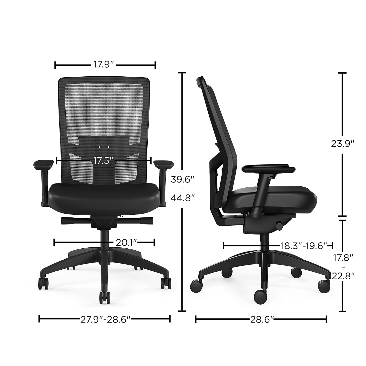 STAPLES 2846129 Workplace Series 500 Vinyl & Mesh Ergonomic Office Chair - Black Adjustable Lumbar Support & 2D Arms - Perfect for Home Office, Workstation & Computer Desk