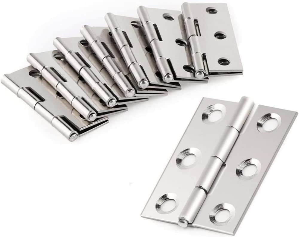 20 Pcs Stainless Steel Door Hinges with 6 Mounting Holes - Durable Furniture Hardware for Cabinets, Jewelry Boxes & Windows - Home Improvement & DIY Accessories